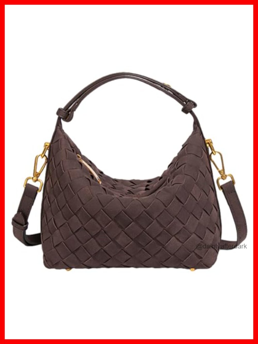 Faux Suede Woven Shoulder Bag Tote Hobo Crossbody Handbag Clutch Purse Slouchy
